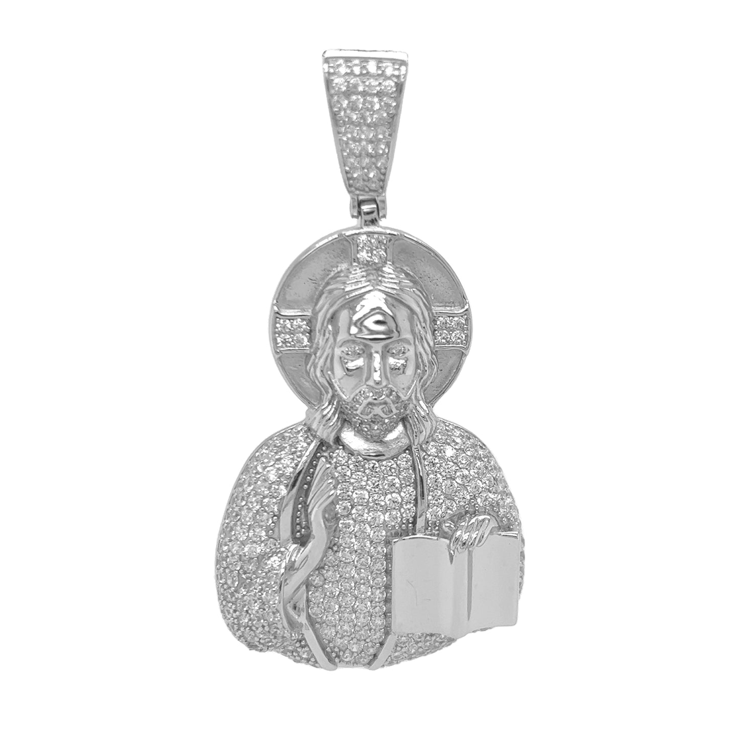 925 Sterling Silver Jesus with CZ Charm Pendant