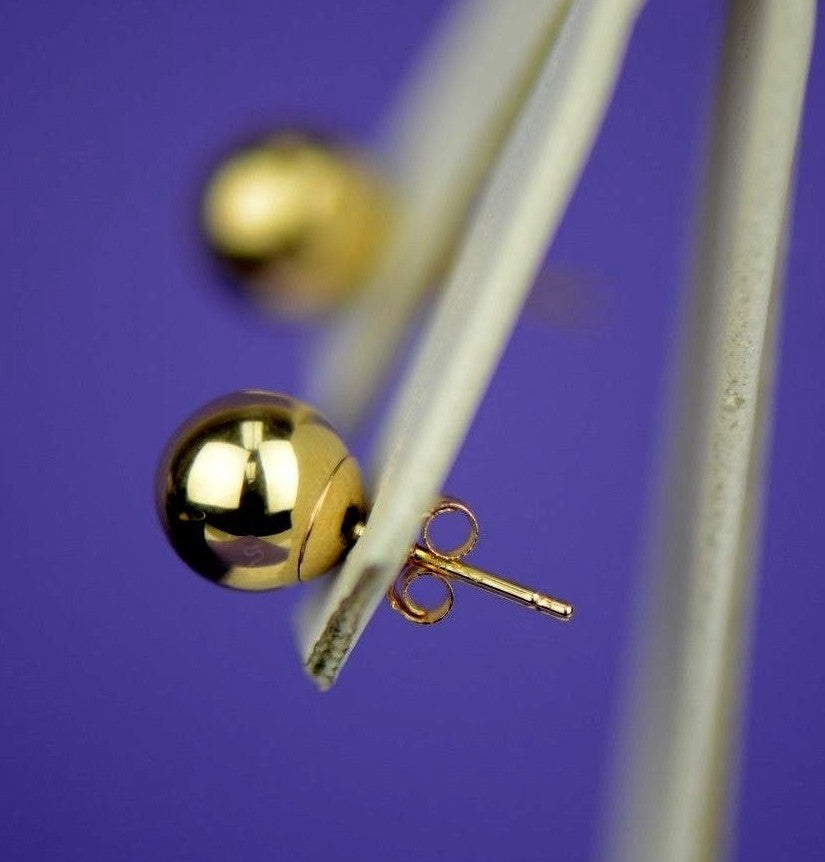 14K Yellow Gold Ball 2mm To 12mm Push Back Earrings