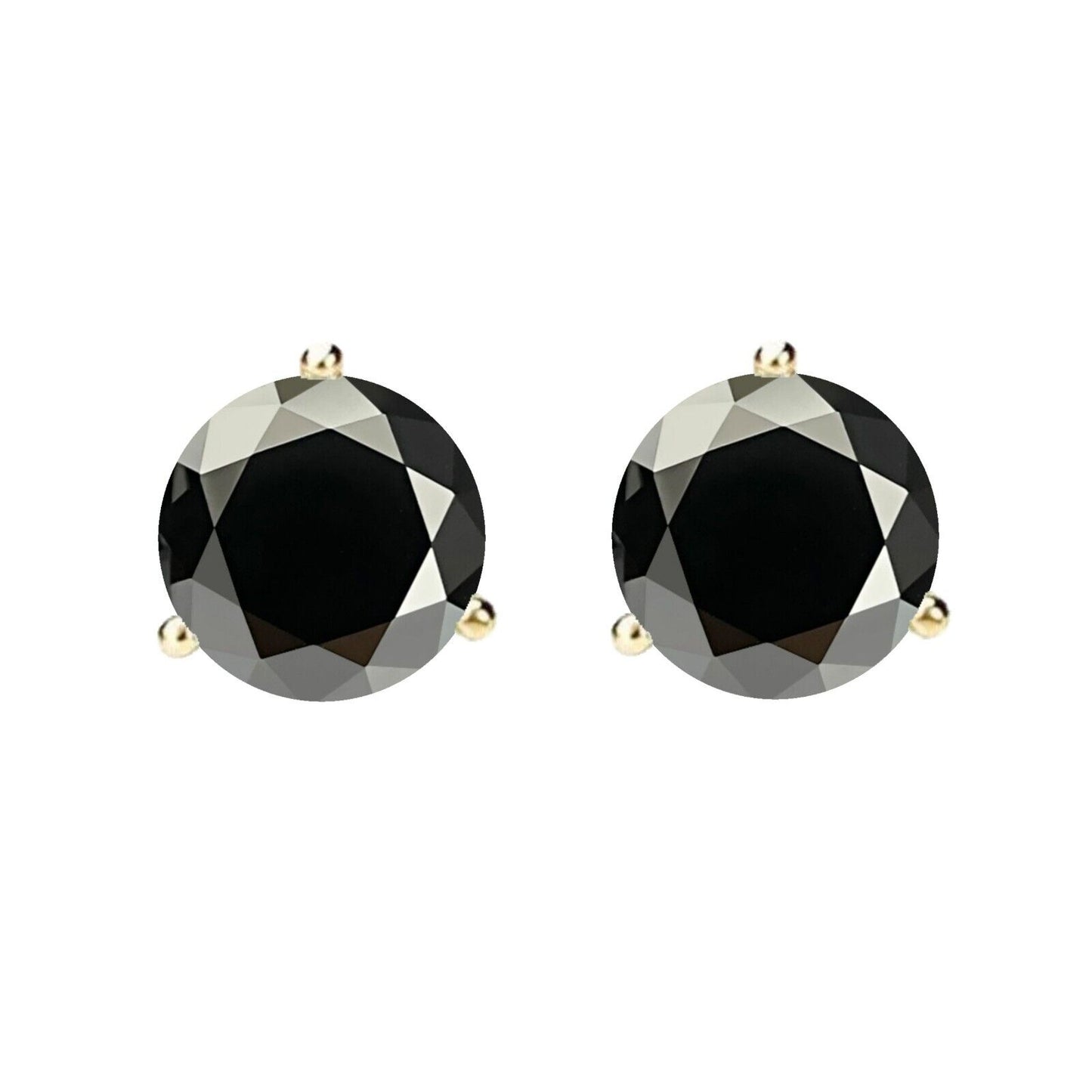 14K Gold GRA CertifiedD-VVS1 Black Moissanite Martini ScrewBack Stud Earrings