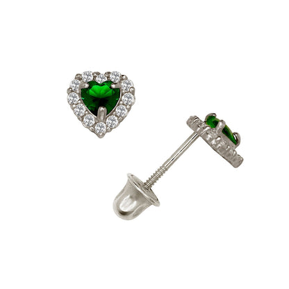 14K Yellow & White Gold Small Gorgeous CZ Heart Shaped Stud Earrings for Women