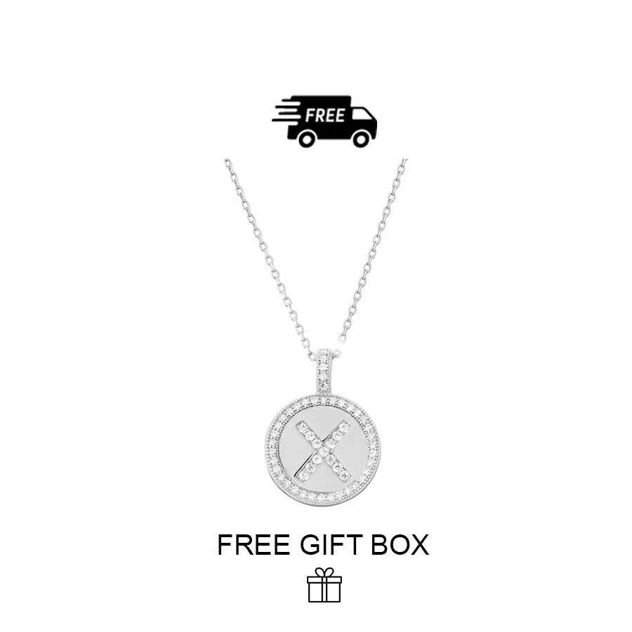 925 Sterling Silver Initial Letter Pendant With Cubic Zirconia