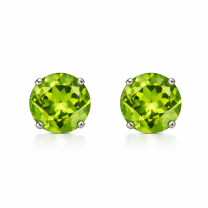 14K Solid White Gold 5mm Round Birthstone Stud Earrings with screw back