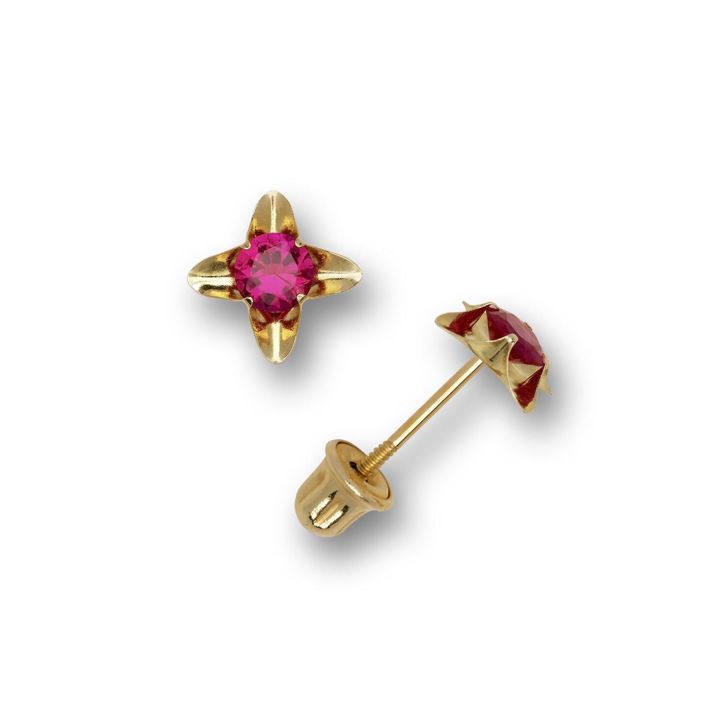 14k Yellow and White Gold Cz Stud Earrings