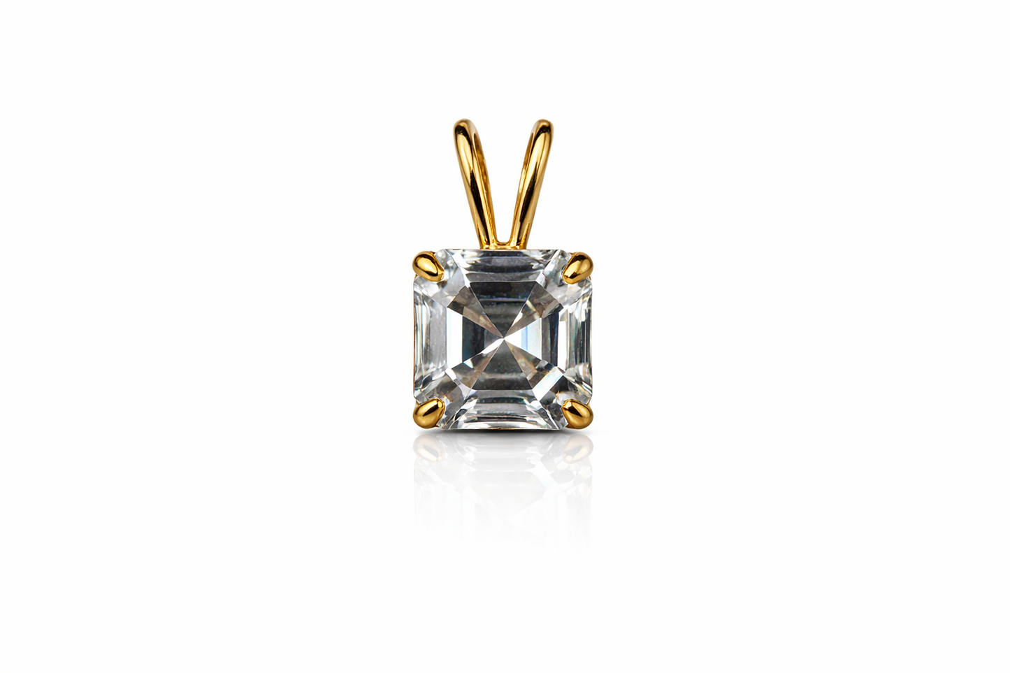 14k Yellow/ White/ Gold Asscher Cut CZ Pendant