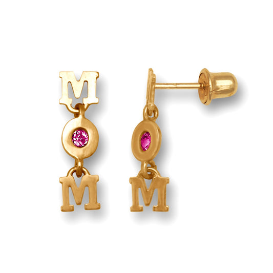 14K Yellow Gold Mom Fashion Earrings for Women