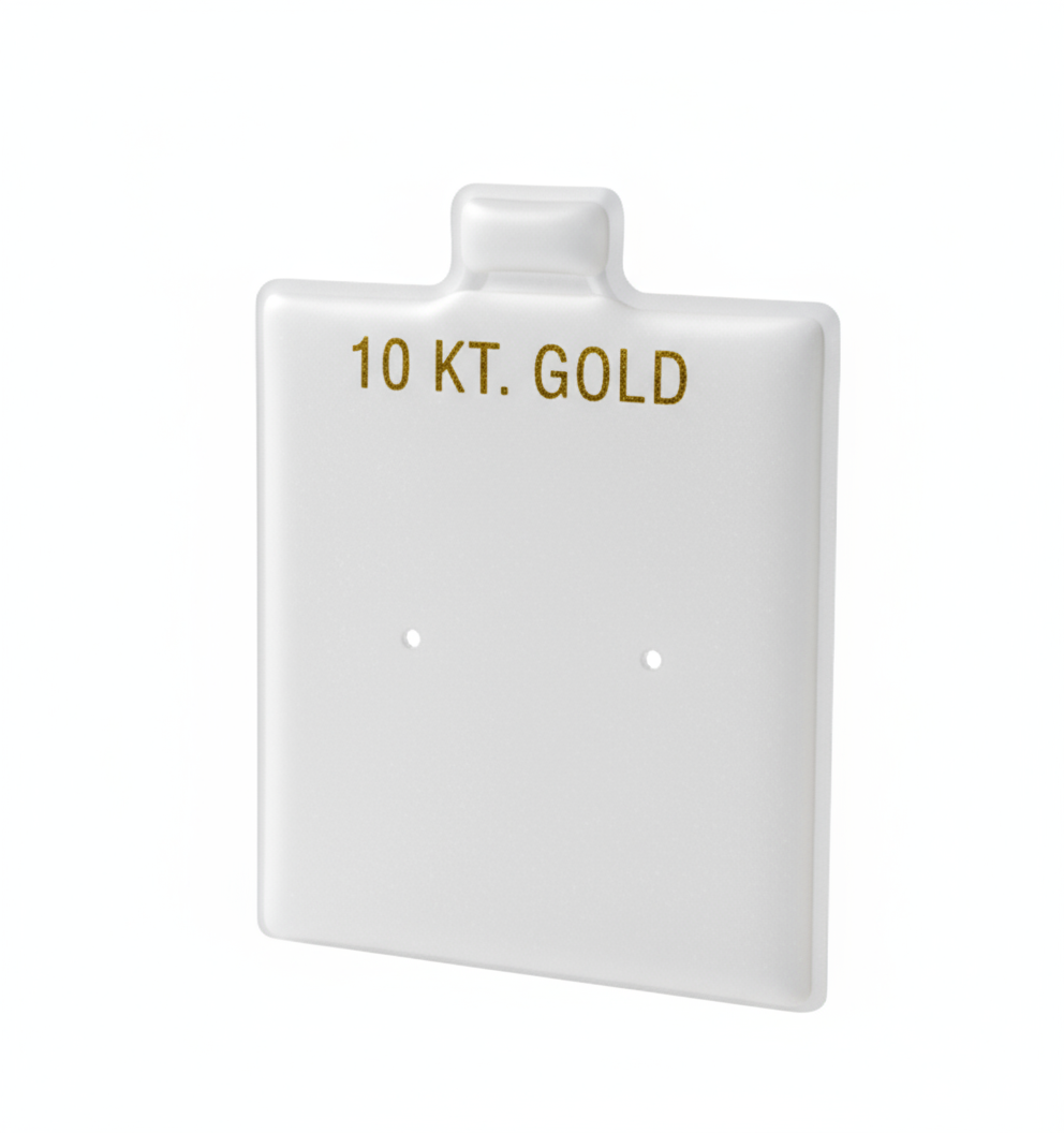 White Vinyl 10K Center Punch Earring Card Puff Pad Jewelry DisplayHolder 100 Pcs