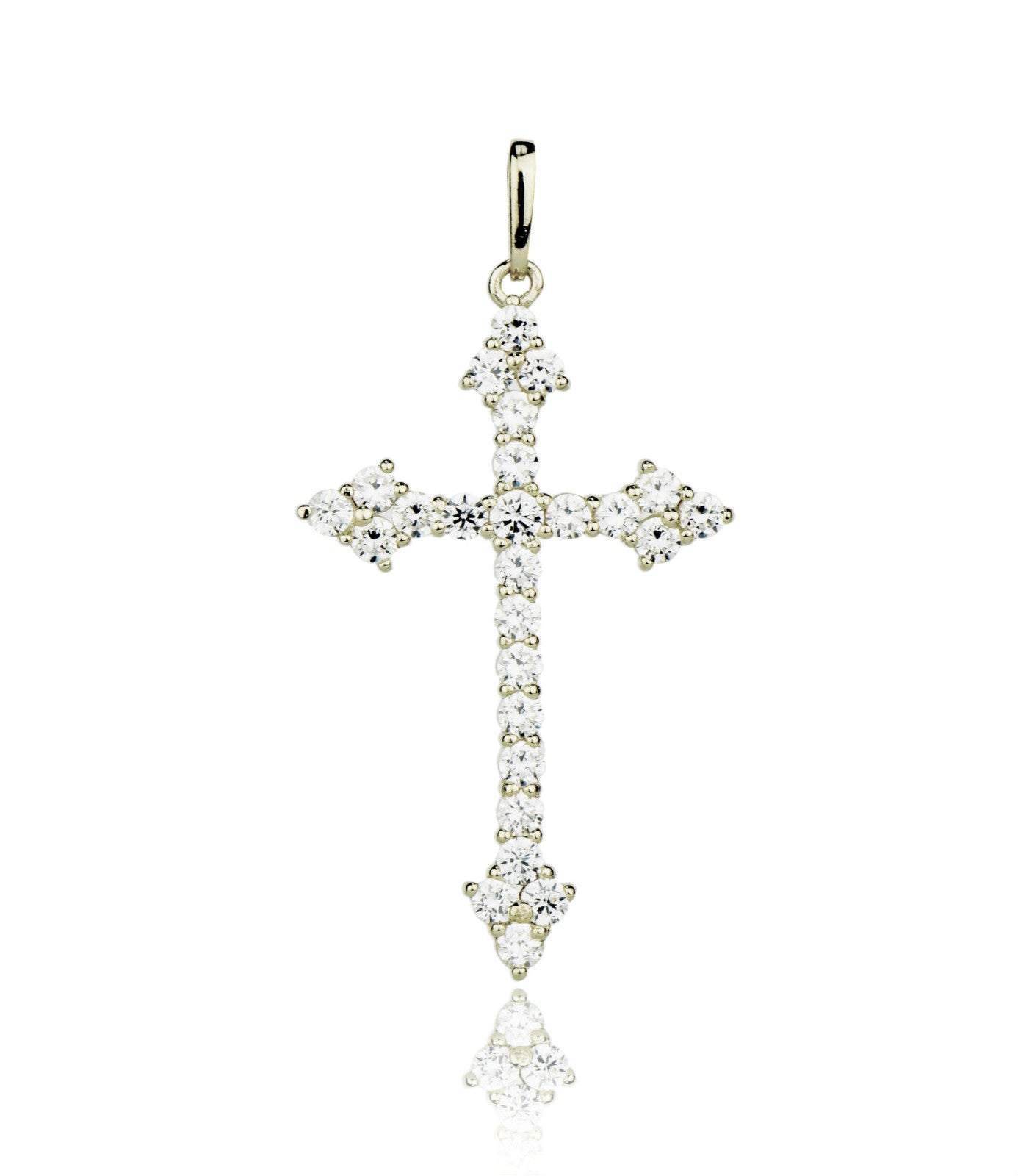14k Yellow or White Gold Cz Cross Pendant