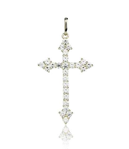 14k Yellow or White Gold Cz Cross Pendant