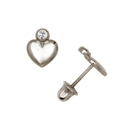 14K Yellow & White Gold Heart Shaped CZ Stud Earrings for Women