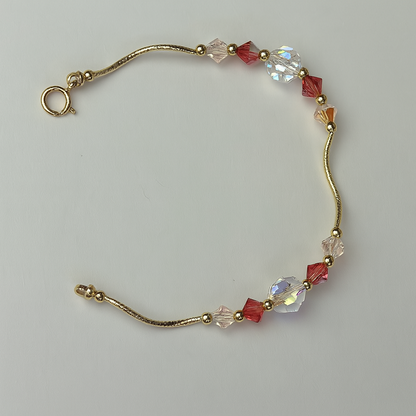 14K Yellow Gold Elegant Crystals Bracelet Kids Baby Girls & Boy
