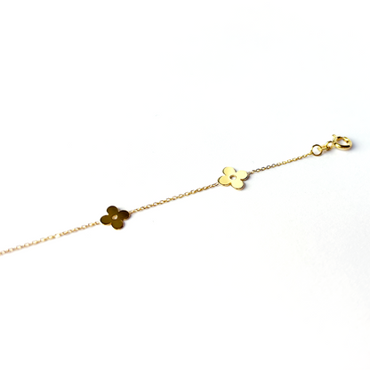 14k Yellow Gold Beautiful Clover Bracelets for Women