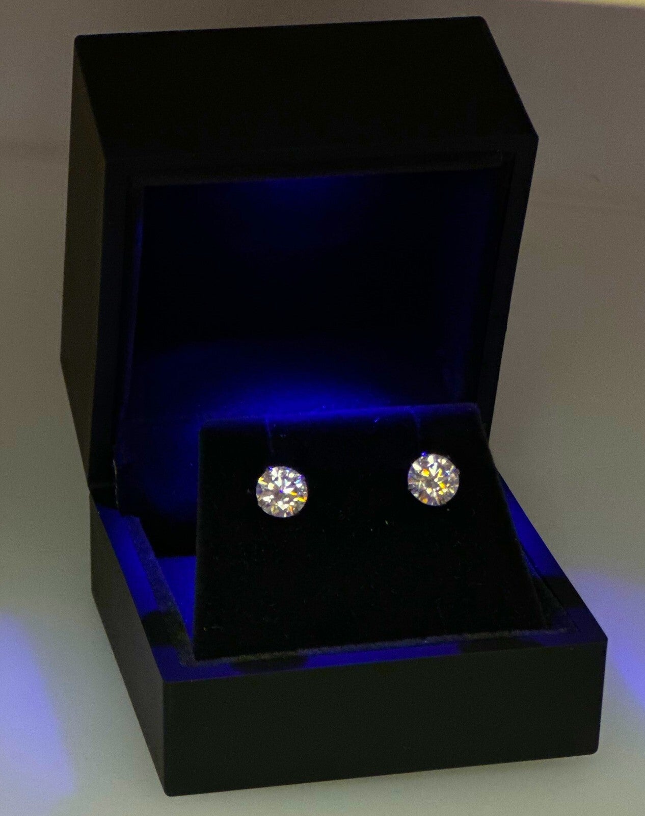 14K Gold GRA Certified D-VVS1 Round Moissanite Martini Push Back Stud Earrings
