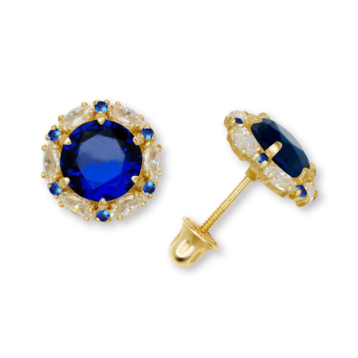 14K Yellow & White Gold Round Shaped Pretty Earrings for Women