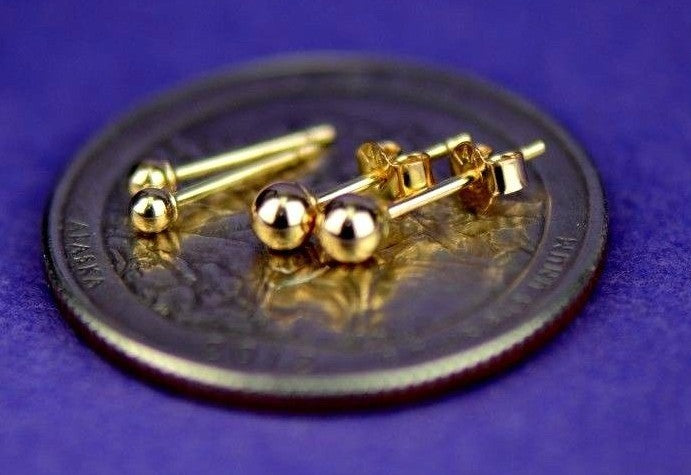 14K Yellow Gold Ball 2mm To 12mm Push Back Earrings