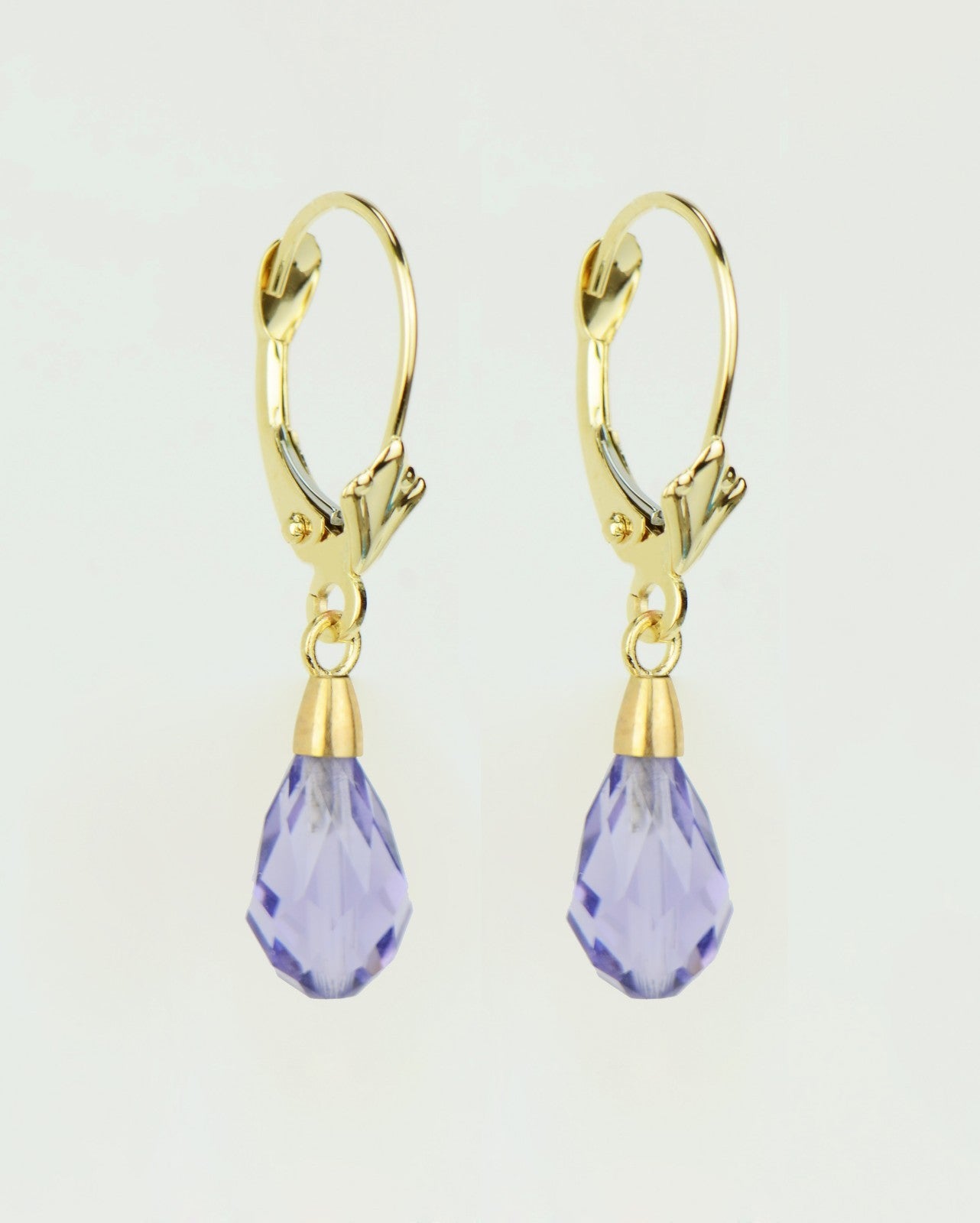 14k Yellow Gold Tear Drop Dangle leverback Earrings