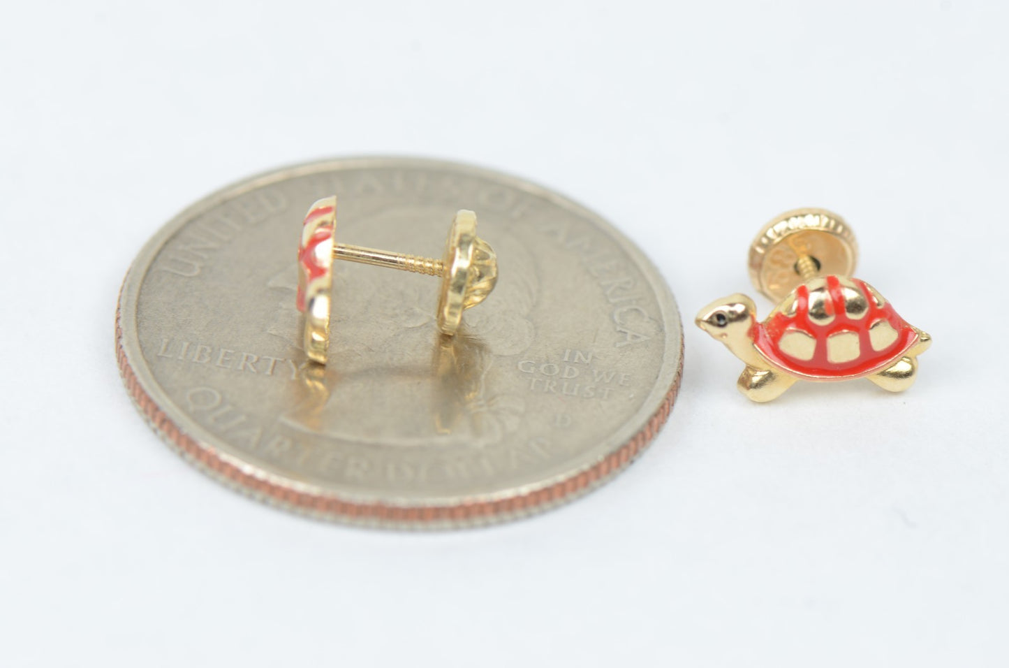 14K Yellow Gold Turtle Screw Backs Children's Stud Earrings