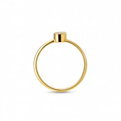 14K Solid Yellow Gold Bezel Nose Ring Hoop with 2mm CZ Stone