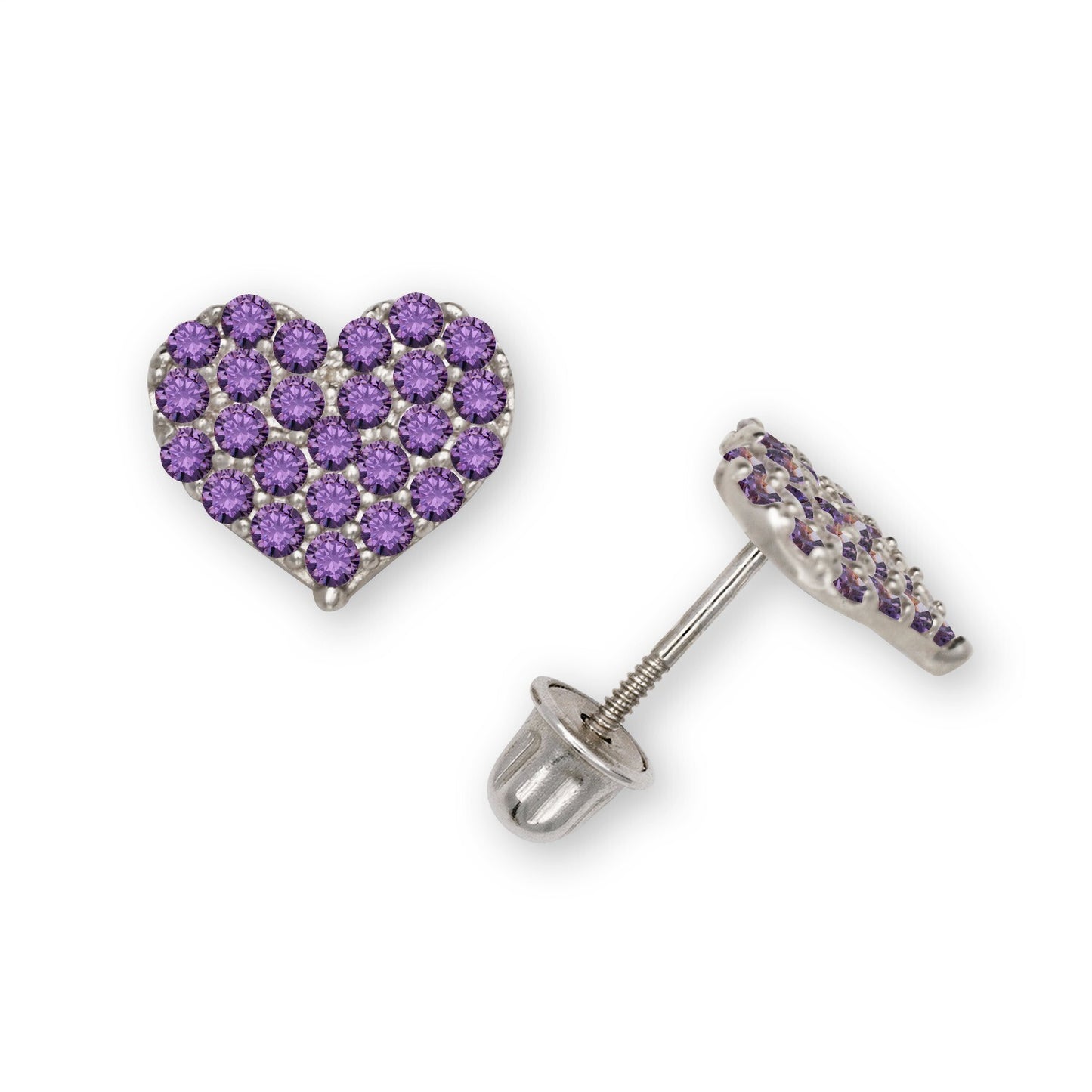 14K Yellow & White Gold Beautiful CZ Heart Shaped Stud Earrings for Women