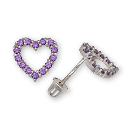14K Yellow & White Gold Beautiful Large CZ Heart Shaped Stud Earrings for Women