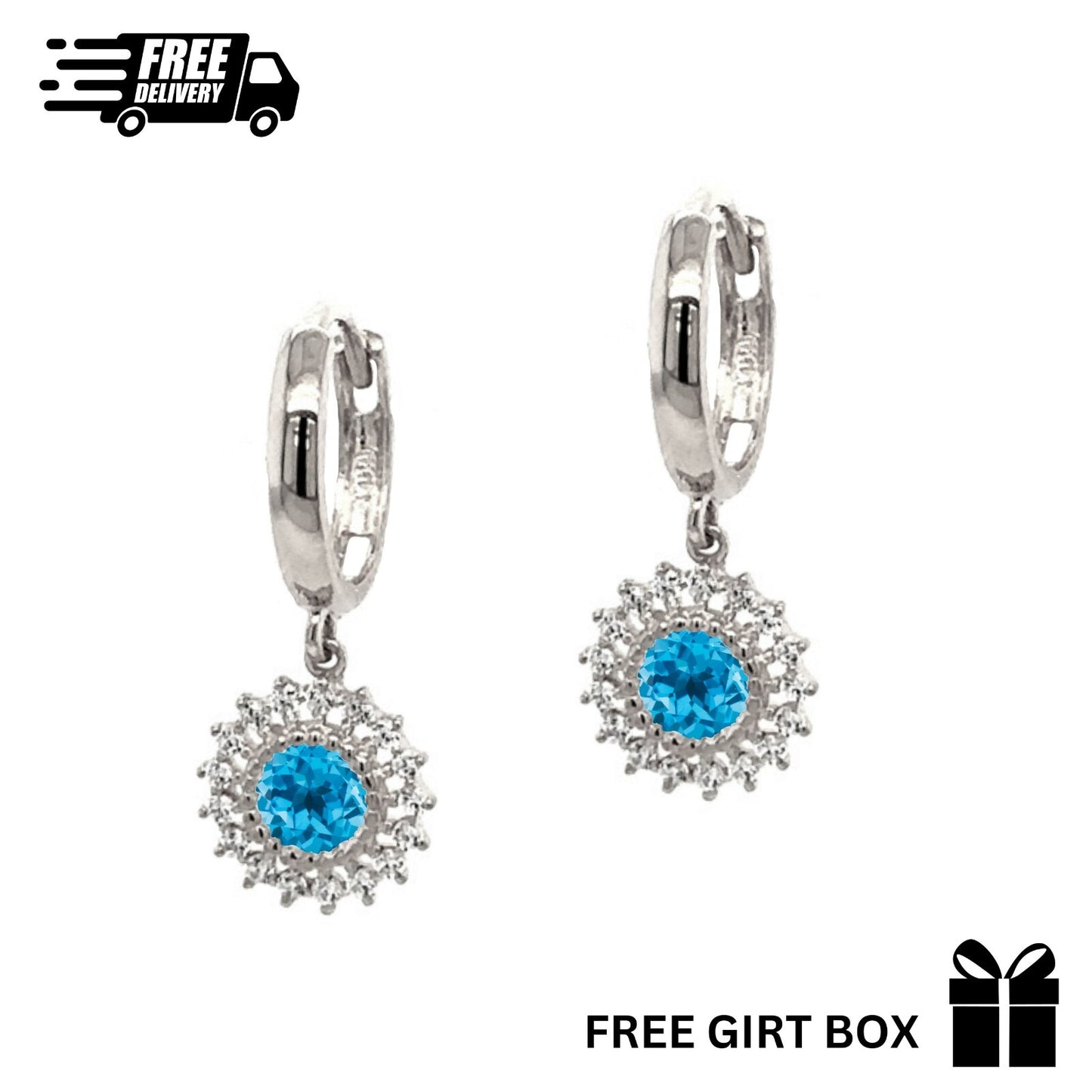 Sterling Silver Dangle Hoop Huggie Earrings