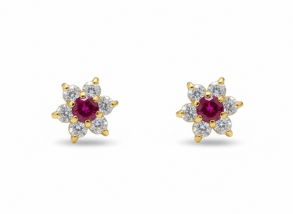 14k Yellow Gold Beautiful Flower Shaped Earrings for Women
