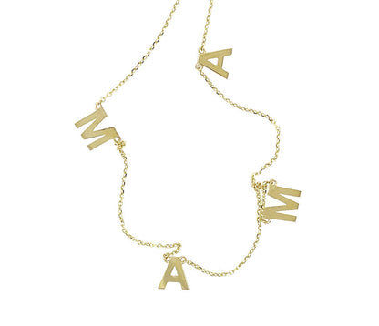 14K Yellow/ White/ Rose Gold "MAMA" Charm Necklace