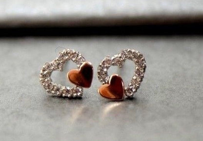 14K White or Yellow Gold Heart Shape CZ Stud Earrings