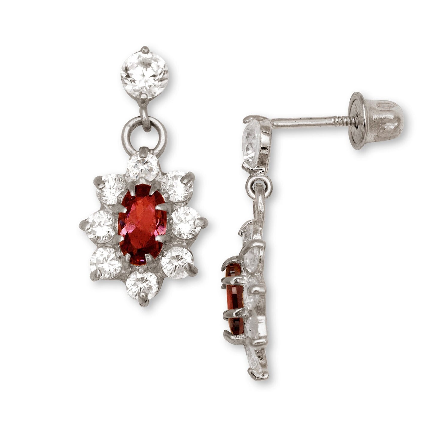 14K Yellow & White Gold Dangle Flower Shape Earrings for Women