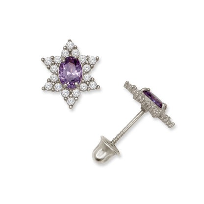14K Yellow & White Gold Beautiful Star Shaped Stud Earrings for Girls