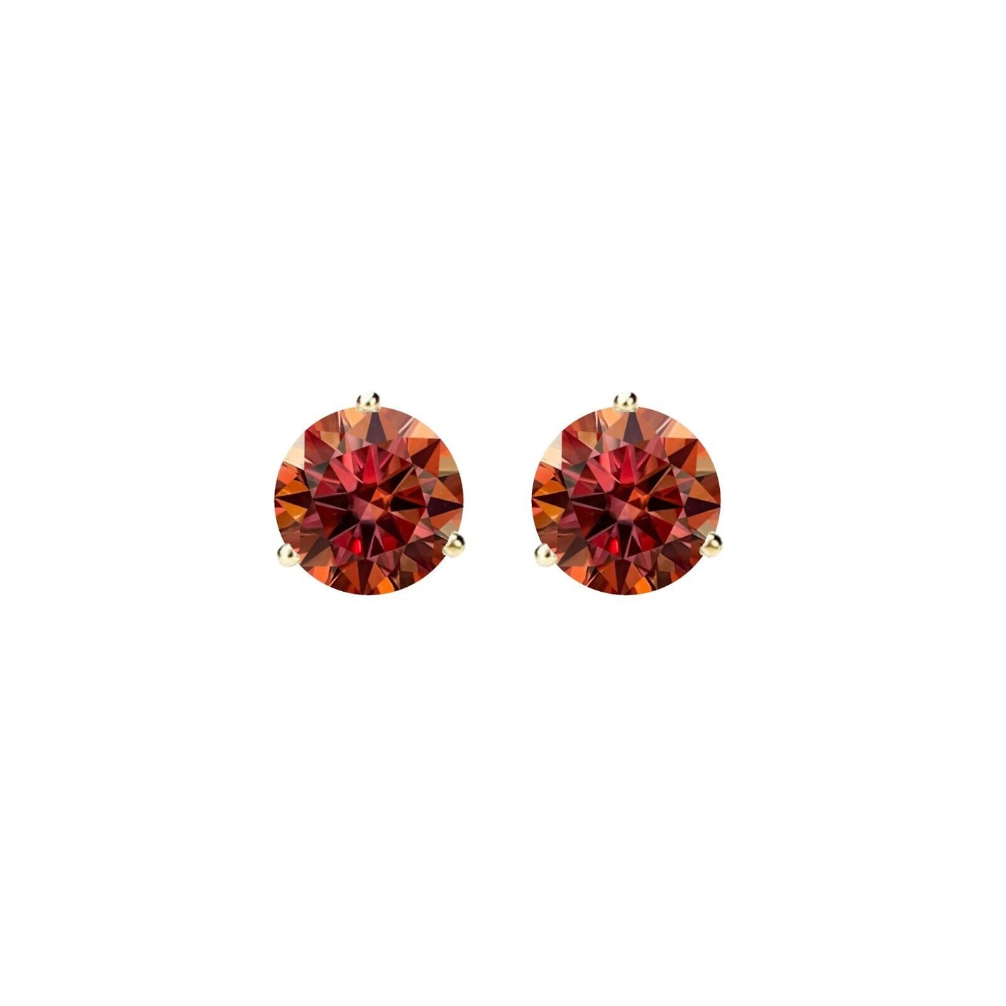 14K Gold GRA CertifiedD-VVS1 Watermelon Red Moissanite ScrewBack Stud Earrings