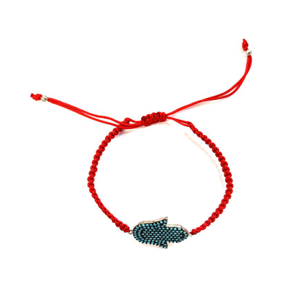925 Sterling Silver  Hamsa Bracelet 6" Adjustable to 11"