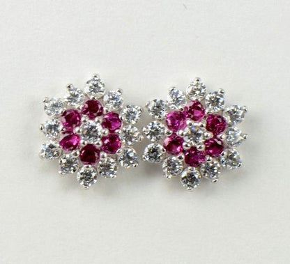 14k White Gold Flower Stud Earrings with screw back