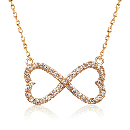14K Yellow/White/Rose Gold CZ Infinity Pendant Necklace