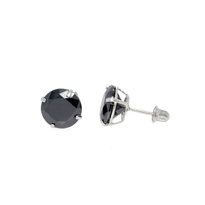14K Gold GRA Certified D-VVS1 Round Black Moissanite Screw Back Studs Earrings