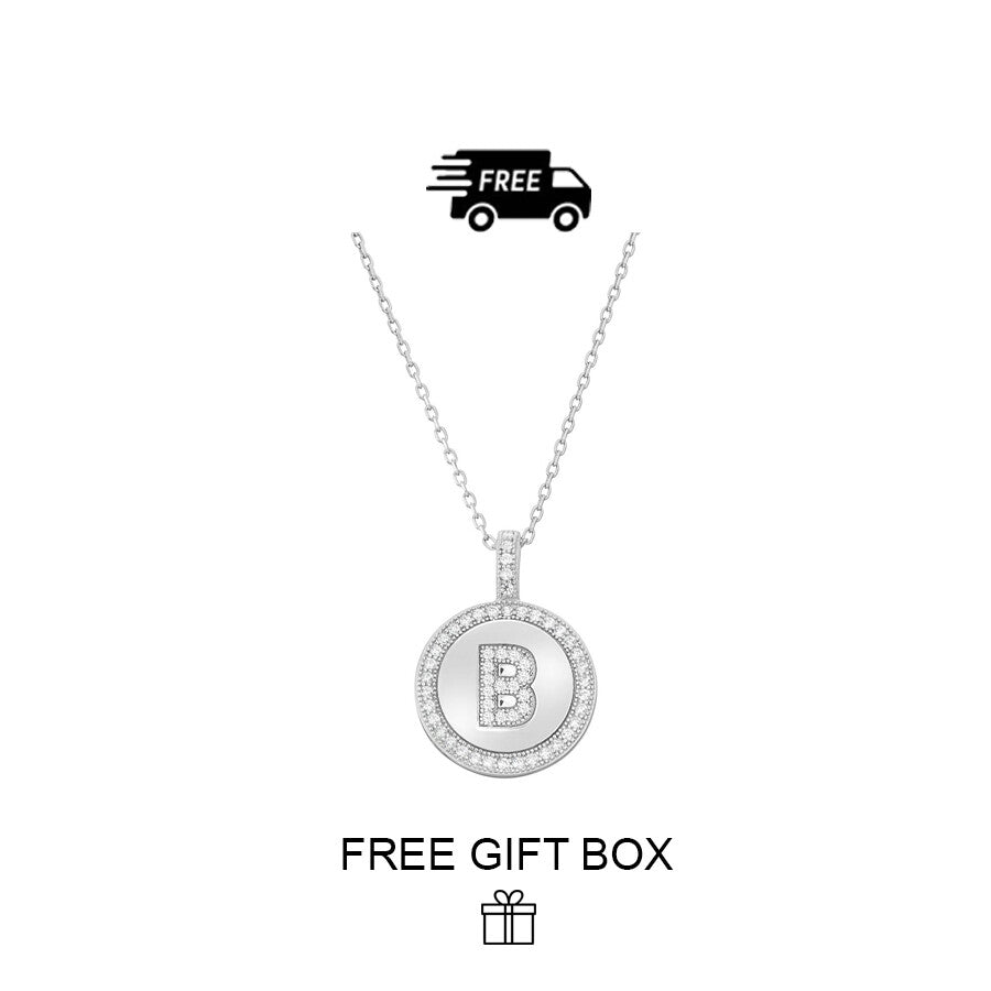 925 Sterling Silver Initial Letter Pendant With Cubic Zirconia