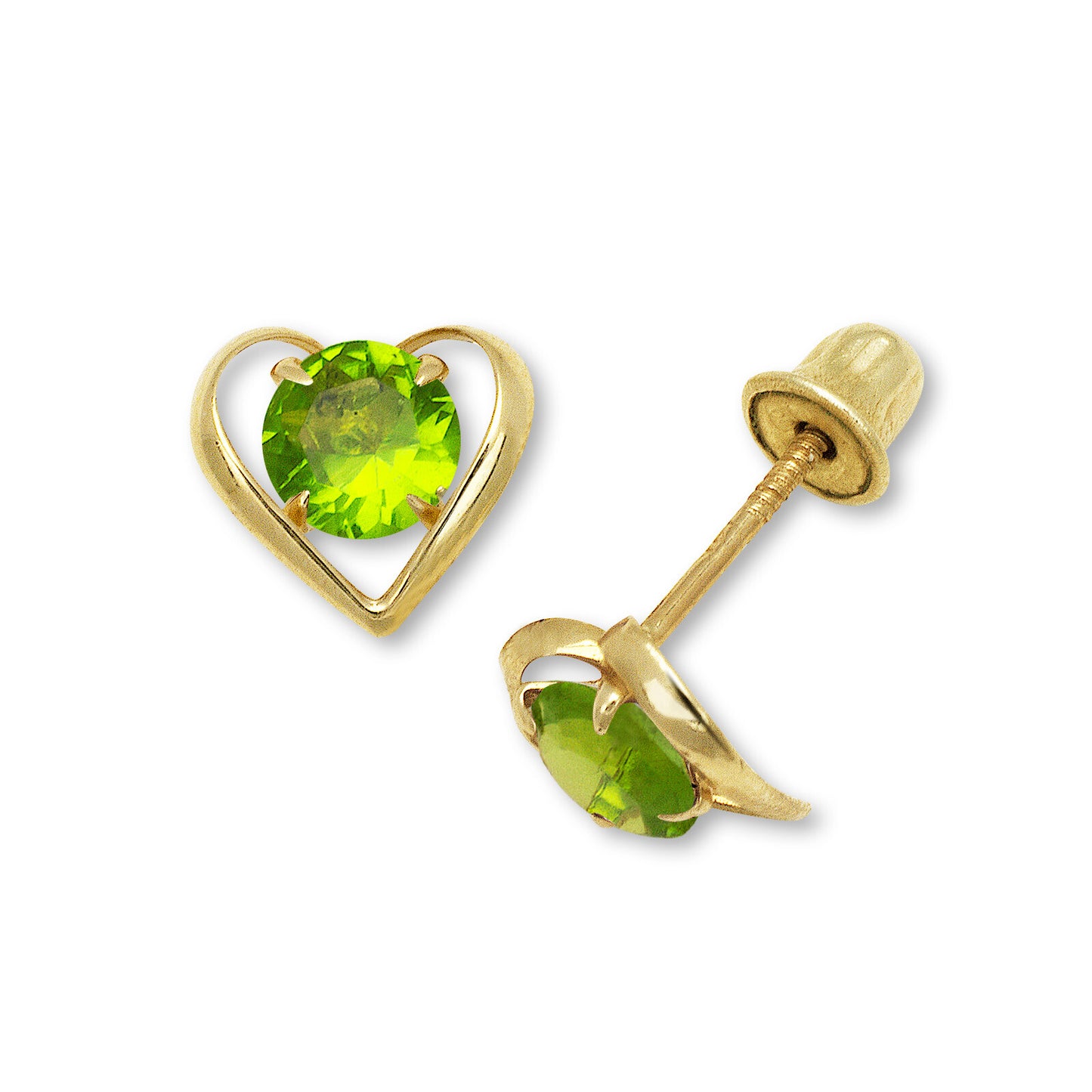 14k Yellow Gold CZ Open Heart Stud Earrings