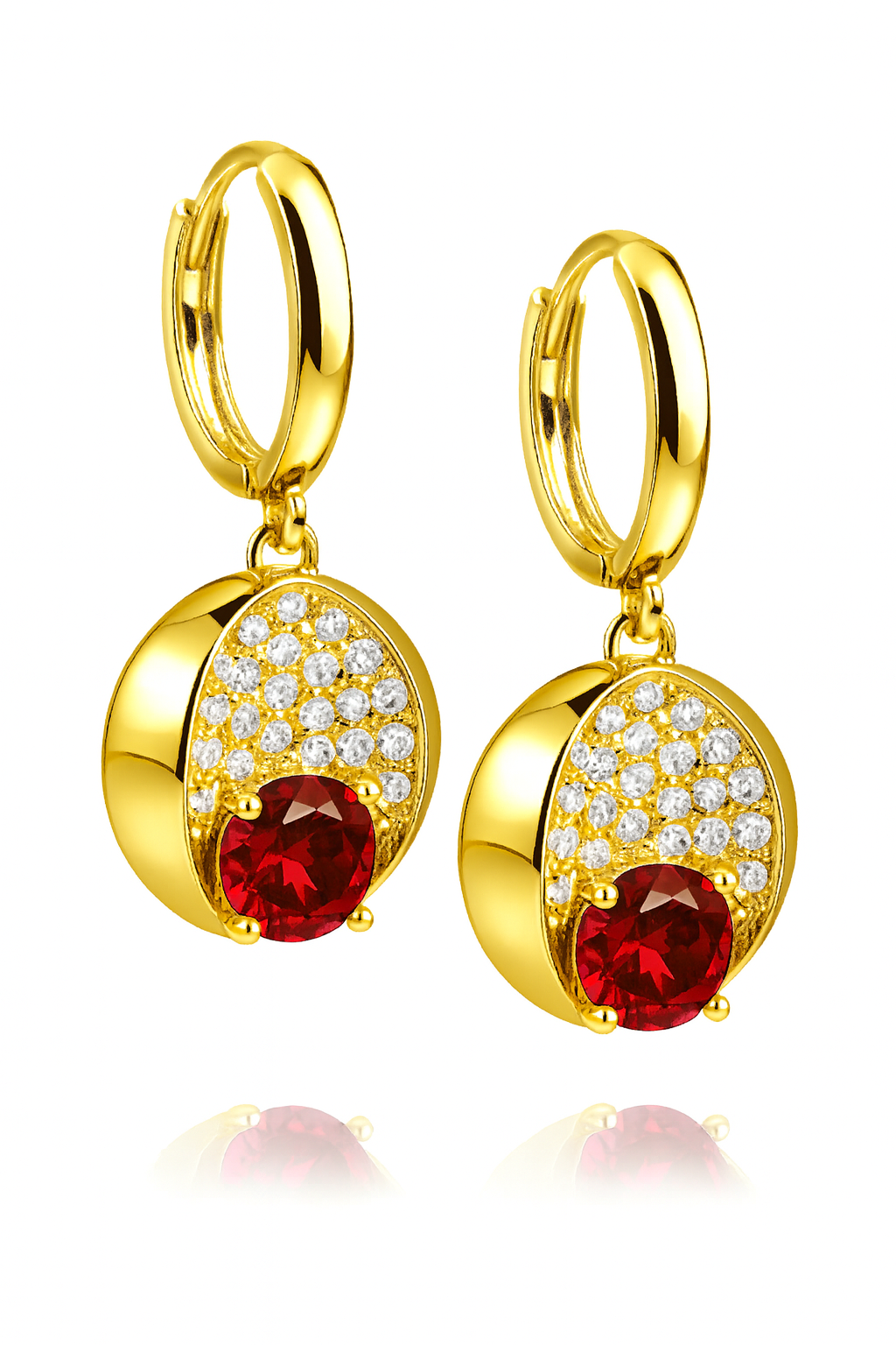 14k Yellow Gold Dangle Hoop Huggie Earrings