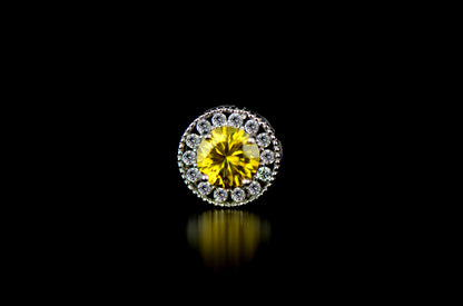 14k White Gold Halo Round Pendant