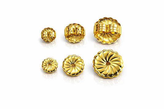 14K White & Yellow Solid Gold Earring Back Butterfly by Pc!!!