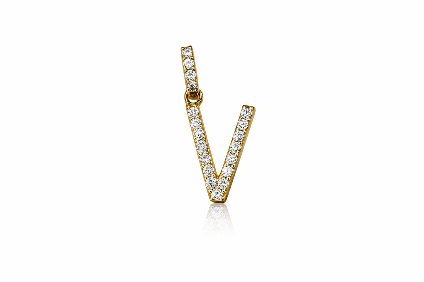 14k Yellow Gold Initial Letter CZ Pendant: Medium