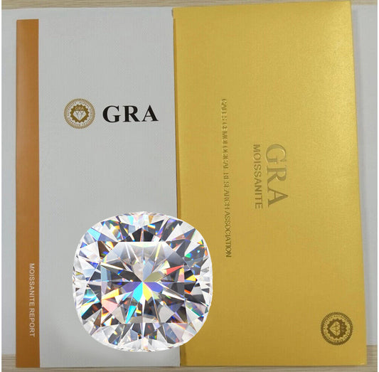 Loose Moissanite Cushion Cut Real Gem Stone W. GRA Certificate All Sizes VVS1 D