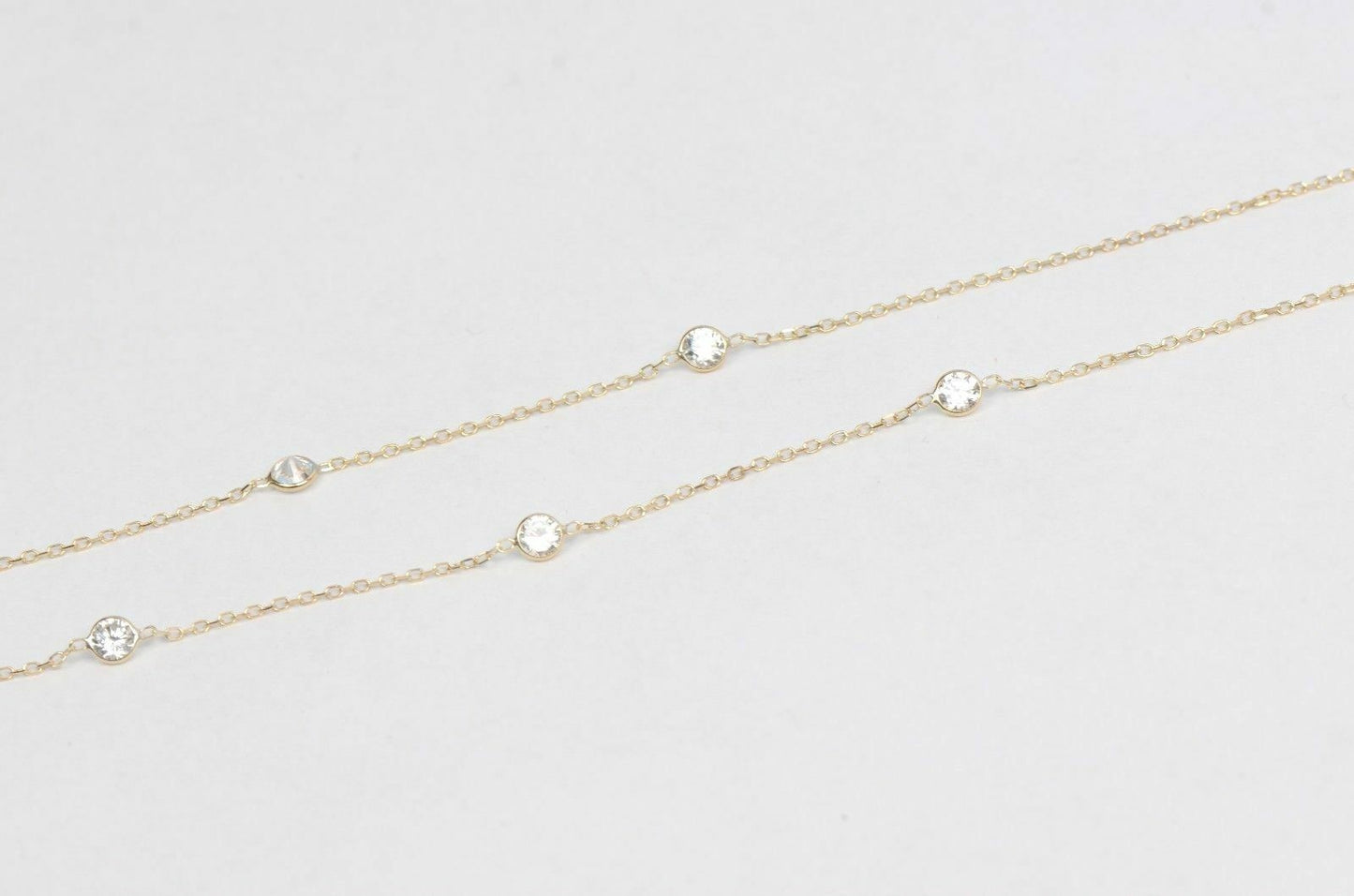 14k  Gold Cubic Zirconia CZ by the yard 16'' up to 42" Necklace