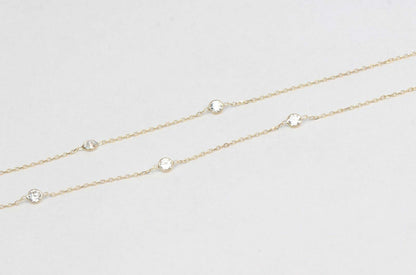 14k  Gold Cubic Zirconia CZ by the yard 16'' up to 42" Necklace