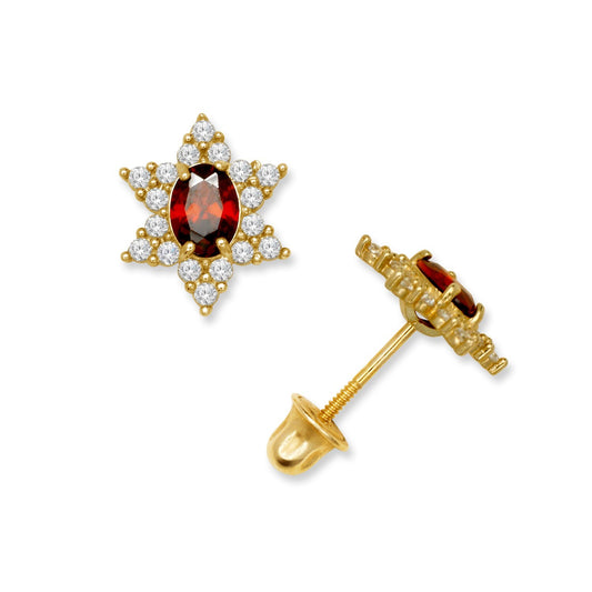 14K Yellow & White Gold Beautiful Star Shaped Stud Earrings for Girls
