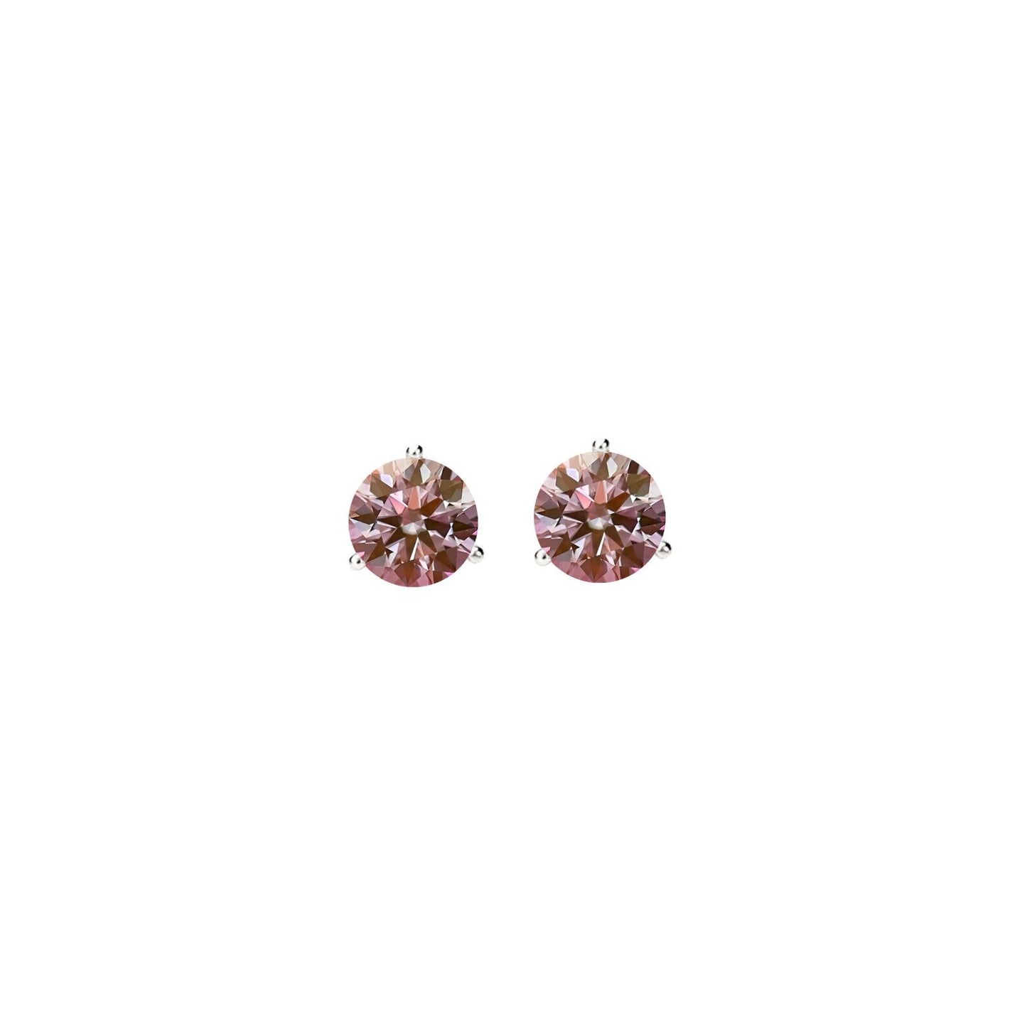 14K Gold GRA CertifiedD-VVS1 Pink Moissanite Martini PushBack Stud Earrings