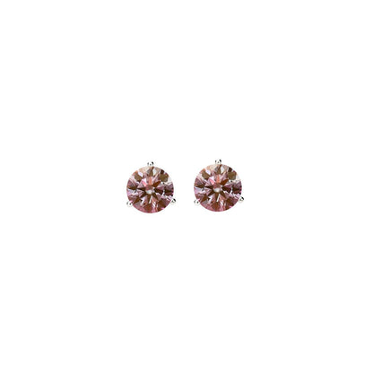 14K Gold GRA CertifiedD-VVS1 Pink Moissanite Martini PushBack Stud Earrings