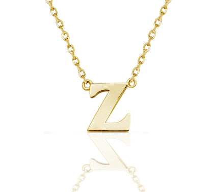 14k Yellow Gold Initial Letter Necklace Pendant