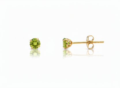 14K Yellow Gold 3mm Birthstone Round Shaped Stud Push Back Earrings for Women