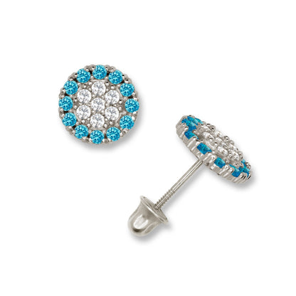 14K Yellow & White Gold Round Shaped Beautiful Stud Earrings for Women