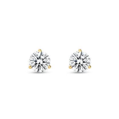 14K Gold GRA Certified D-VVS1 Round Moissanite Martini Push Back Stud Earrings